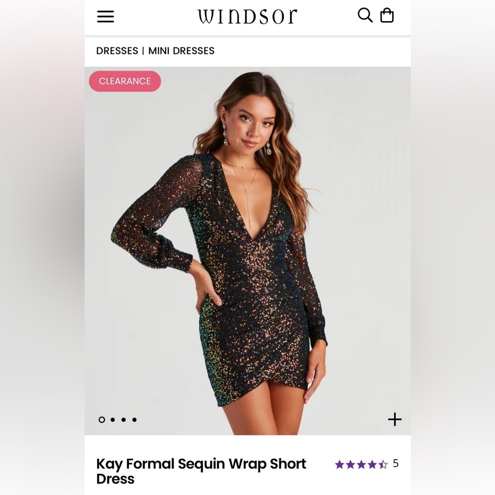 Windsor Kay Formal Sequin Wrap Short Dress - Picture 3 of 4
